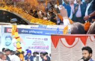 केंद्रीय मंत्री रामदास आठवले यांचा पातूरात जे.सी.बी.ने फुल उधळून भव्य सत्कार